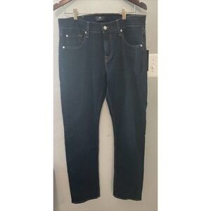 $195 - 7 for All Mankind The Straight Tapered Leg Jeans Dark Blue Mens Size 33